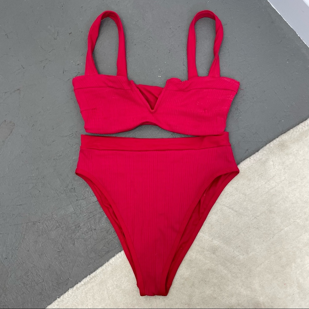 l*space Red Ribbed Bikini Set - Picture 5 of 13
